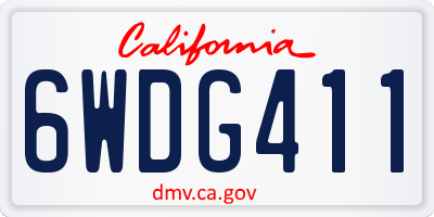 CA license plate 6WDG411