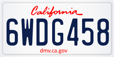 CA license plate 6WDG458