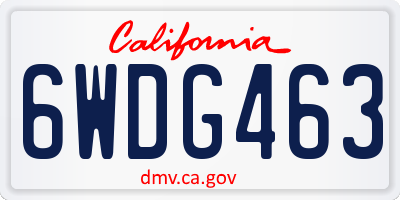 CA license plate 6WDG463