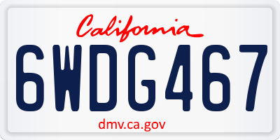 CA license plate 6WDG467