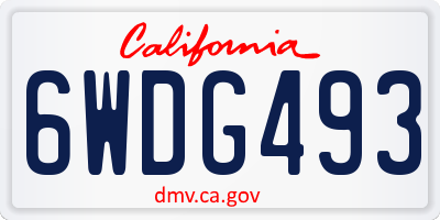 CA license plate 6WDG493
