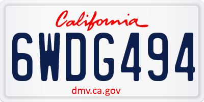 CA license plate 6WDG494