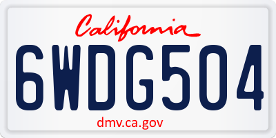 CA license plate 6WDG504