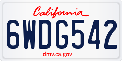 CA license plate 6WDG542