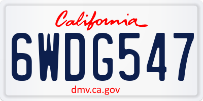 CA license plate 6WDG547