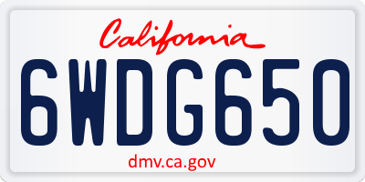 CA license plate 6WDG650