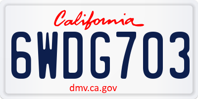CA license plate 6WDG703