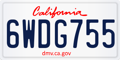 CA license plate 6WDG755