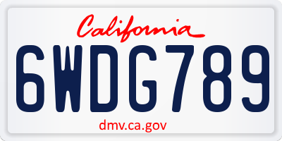 CA license plate 6WDG789