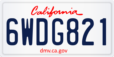 CA license plate 6WDG821