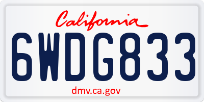 CA license plate 6WDG833