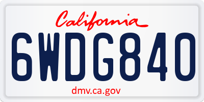 CA license plate 6WDG840