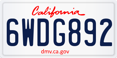 CA license plate 6WDG892