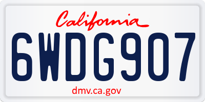 CA license plate 6WDG907