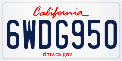 CA license plate 6WDG950