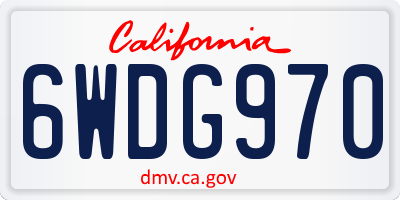 CA license plate 6WDG970