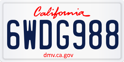 CA license plate 6WDG988