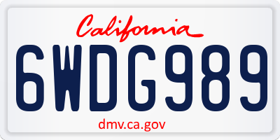 CA license plate 6WDG989