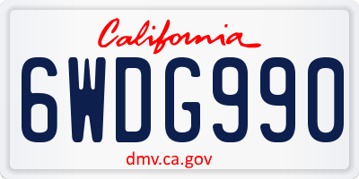 CA license plate 6WDG990