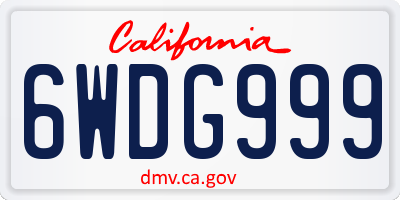 CA license plate 6WDG999