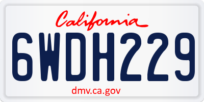 CA license plate 6WDH229