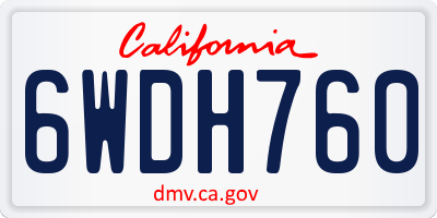 CA license plate 6WDH760