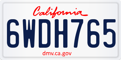 CA license plate 6WDH765