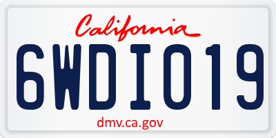 CA license plate 6WDI019
