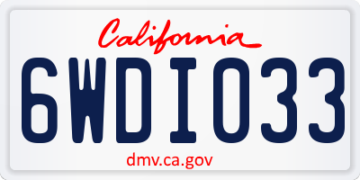 CA license plate 6WDI033