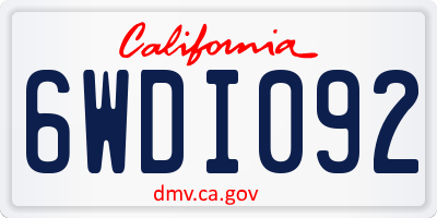CA license plate 6WDI092