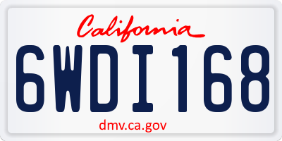 CA license plate 6WDI168