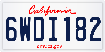 CA license plate 6WDI182