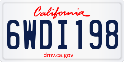 CA license plate 6WDI198