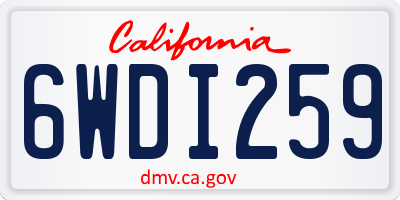 CA license plate 6WDI259