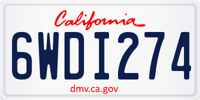 CA license plate 6WDI274