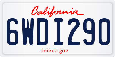 CA license plate 6WDI290