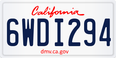 CA license plate 6WDI294