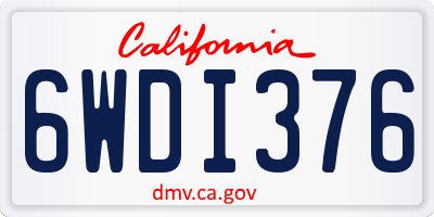 CA license plate 6WDI376