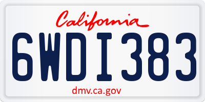 CA license plate 6WDI383