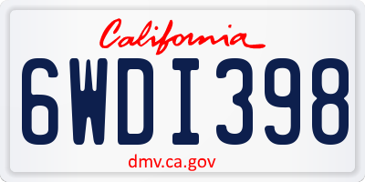 CA license plate 6WDI398