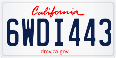 CA license plate 6WDI443