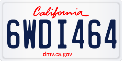 CA license plate 6WDI464