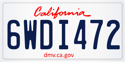 CA license plate 6WDI472