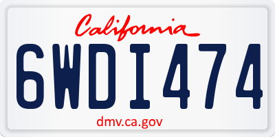 CA license plate 6WDI474