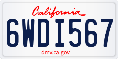 CA license plate 6WDI567