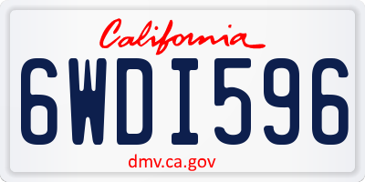 CA license plate 6WDI596