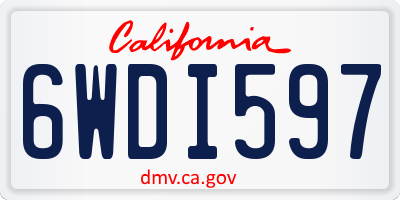 CA license plate 6WDI597