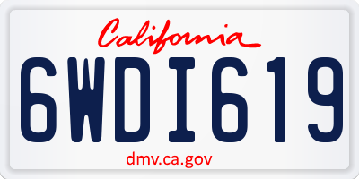 CA license plate 6WDI619