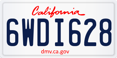 CA license plate 6WDI628