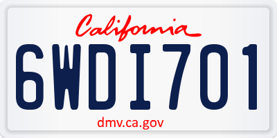 CA license plate 6WDI701